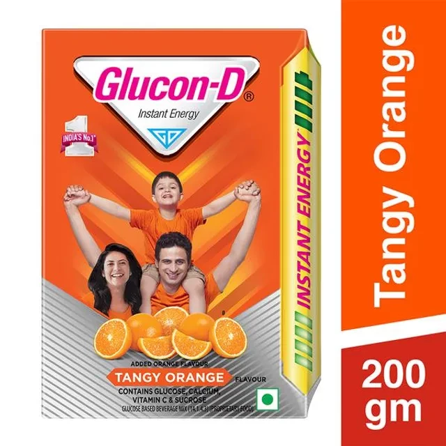 Glucon-D Instant Energy Health Drink - Tangy Orange, 200 g Refill-1.webp